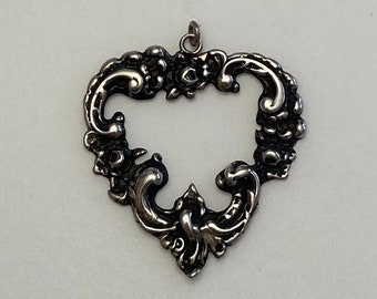 Antique Sterling Silver Heart Pendant