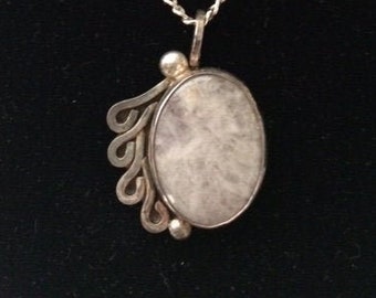 Vintage Pendant with Chain.  Sterling Silver