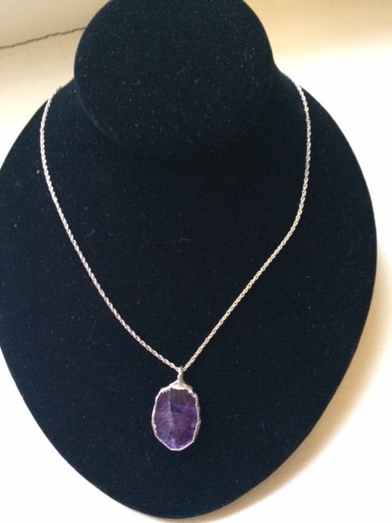 Vintage Amethyst and Sterling Silver Pendant with Chain