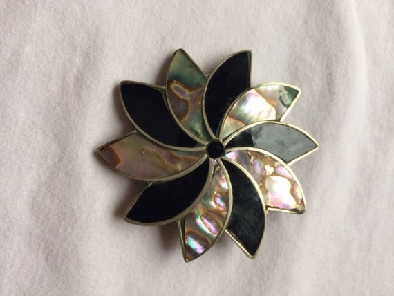 Sterling Silver Pendant Brooch Flower - image 1