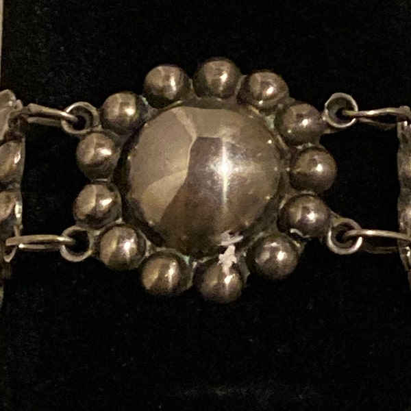 Sterling Silver Mexican Flower Link Bracelet