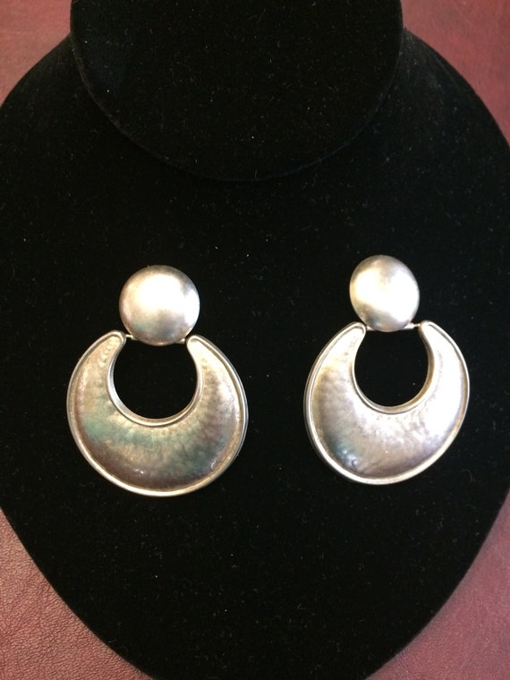 Vintage Sterling Silver Earrings-Made in Italy - image 1