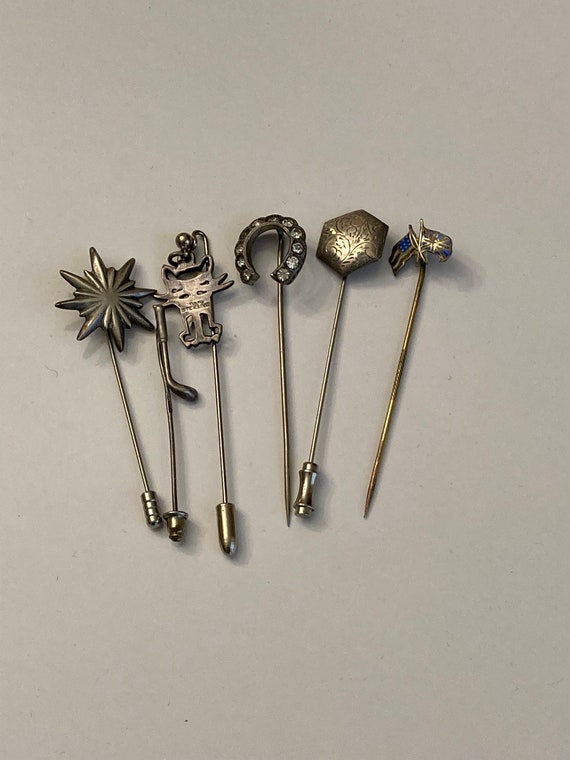 Vintage Assorted Sterling Silver Stick Pins - image 1