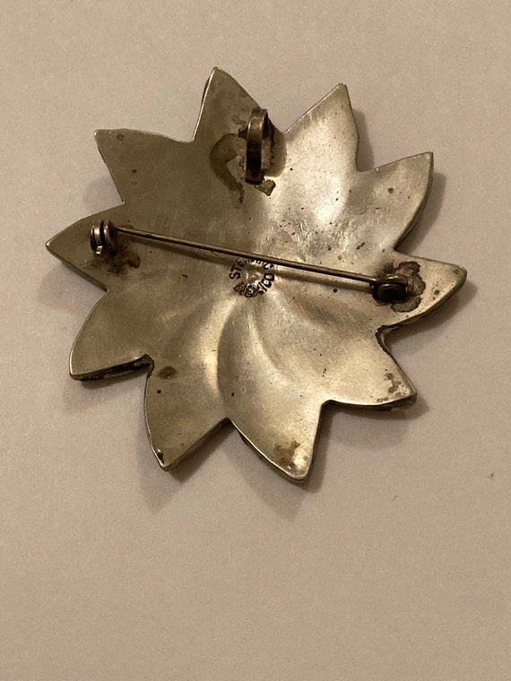 Sterling Silver Pendant Brooch Flower - image 3