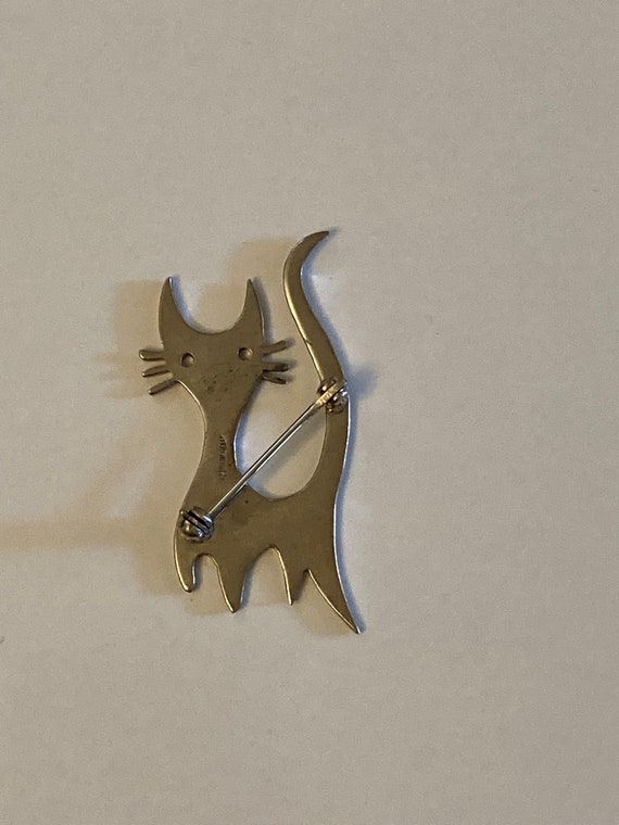 Sterling Silver Modern Cat Brooch-Pin - image 3