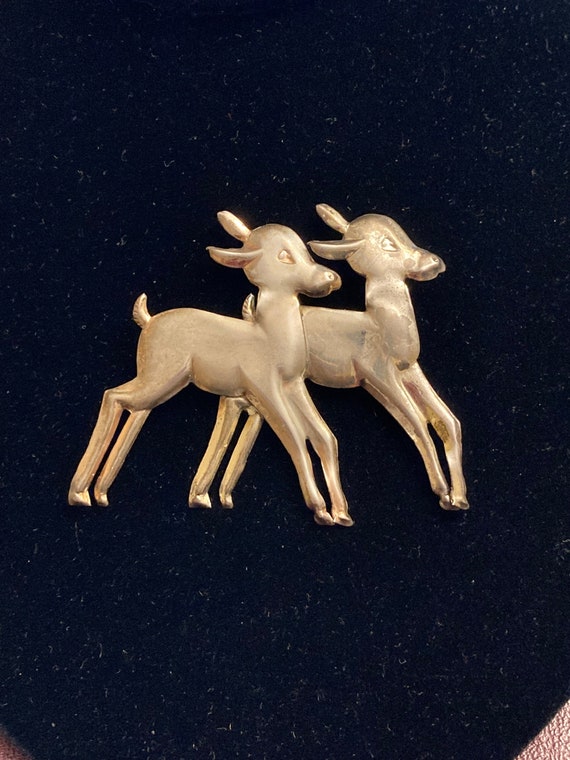 Sterling Silver Double Deer Brooch