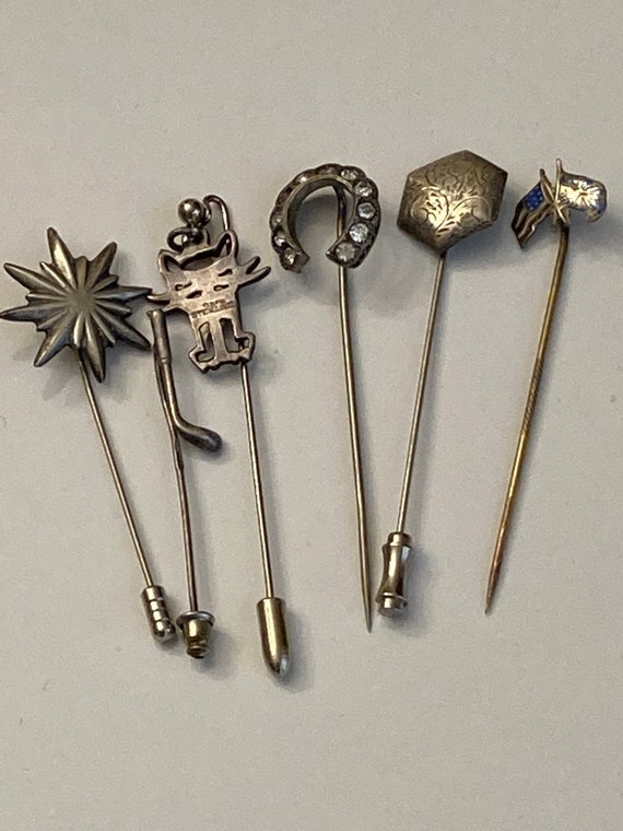 Vintage Assorted Sterling Silver Stick Pins - image 2