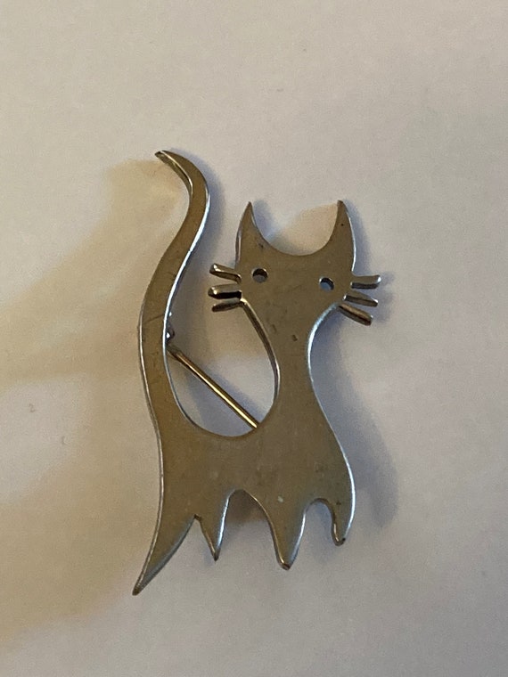 Sterling Silver Modern Cat Brooch-Pin - image 2
