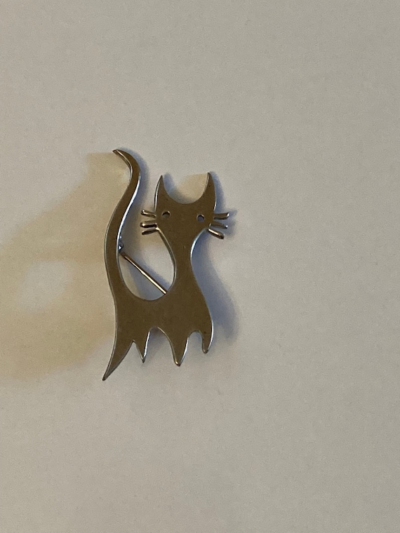 Sterling Silver Modern Cat Brooch-Pin - image 4