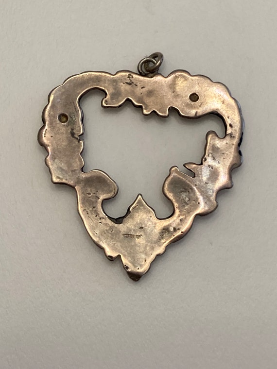 Antique Sterling Silver Heart Pendant - image 3