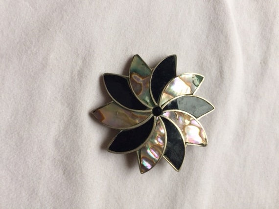 Sterling Silver Pendant Brooch Flower - image 2