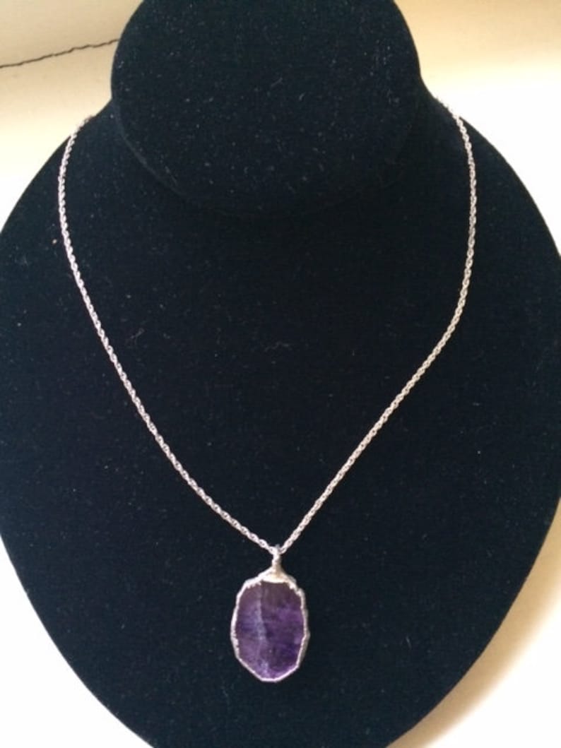 Vintage Amethyst and Sterling Silver Pendant with Chain