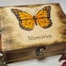 Monarch Butterfly Wooden Hand Burnt Memory Box, Keepsake Box ...