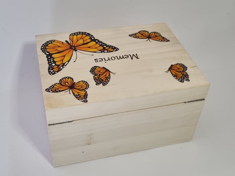 Monarch Butterfly Memory Box, Hand Burnt Memories Storage Box ...