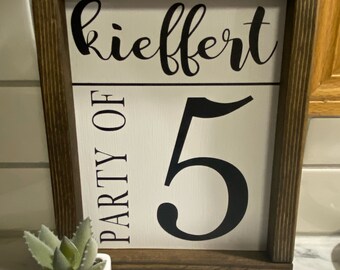 Family sign, last name sign, last name party of..., framed sign, handmade sign, farmhouse sign