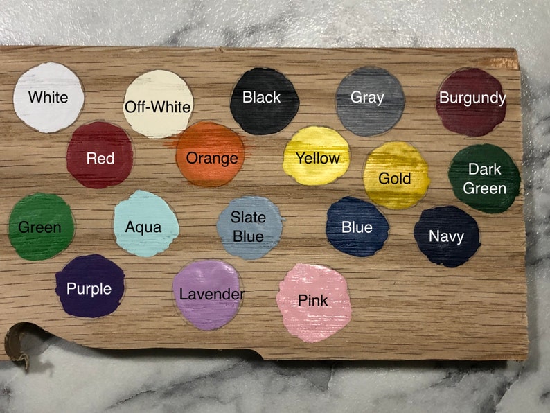 May include: A color chart with 18 paint swatches, showing a variety of colors including white, black, gray, red, orange, yellow, green, blue, purple, pink, aqua, lavender, slate blue, gold, burgundy, dark green, and navy.