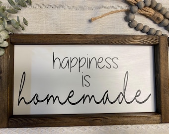 Happiness is homemade, framed sign, handmade sign, wooden sign, home decor