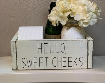 Hello Sweet Cheeks, Toilet Paper Holder, Decorative Box, Toilet Seat Box