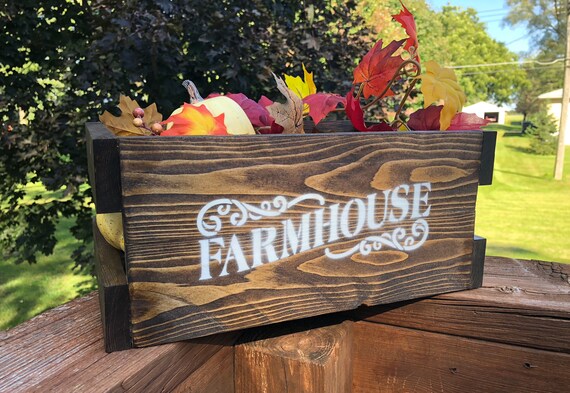 Farmhouse Box Wooden Crate Rustic Wooden Crate Wooden Etsy