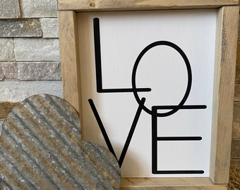 LOVE sign, romantic sign, handmade sign, framed sign, home decor, Valentine's Day decor