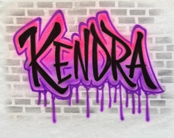 Custom Airbrush T-Shirt: Rainbow Block Name, Personalized Graffiti Style