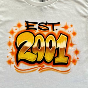 Est Born in Year Airbrush T Shirt | Y2K Shirt | Air Brush Shirt
