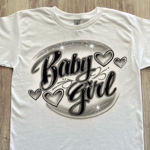 Airbrush T Shirt Script Hearts Name | Crop Top | Tank Top | T shirt