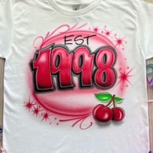 Est Born in Year cherry airbrush shirt