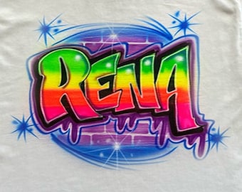 Glow in the Dark Airbrushed Rainbow Name T-Shirt