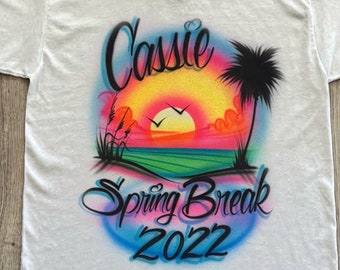 Airbrush Spring Break T-Shirt: Custom Beach Vacation Tee