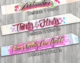 Custom Airbrush Satin Sash: Personalized Birthday, Wedding, Shower