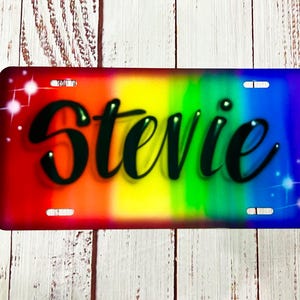 Rainbow Airbrush License Plate | Custom License Plate  | Personalized License Plate |