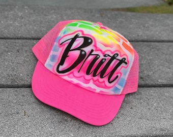 Custom Airbrush Snapback Trucker Hat with Name