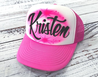 Custom Airbrush Snapback Trucker Hat any name or color
