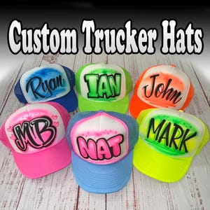 Airbrushed Any Name, Colors, Hat Trucker Snapback Personalized