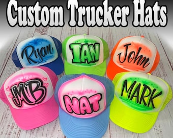 Airbrushed Any Name, Colors, Hat Trucker Snapback Personalized