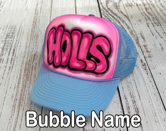 Airbrushed Any Name, Colors, Hat Trucker Snapback Personalized