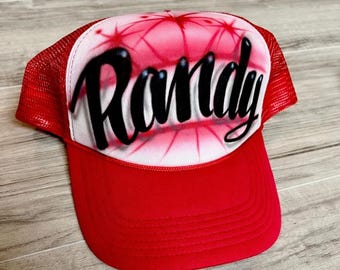 Airbrushed Any Name, Colors, Hat Trucker Snapback Personalized