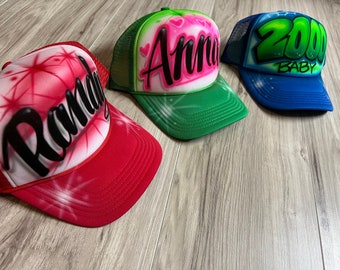 Personalized Airbrushed Trucker Hat: Custom Name Party Favor