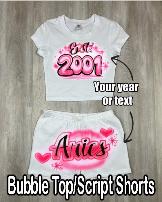 Custom Airbrush Crop Top & Sweatpants Set 90s Style Outfit
