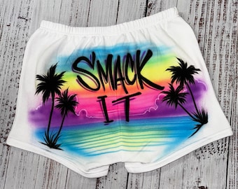 Personalized Airbrushed Cotton Booty Shorts: Custom Name