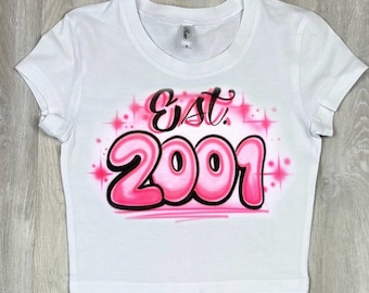 Est Year Airbrush Shirt, Airbrush Crop Top