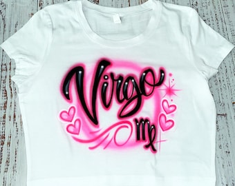 Virgo Airbrush Crop Top: Custom Zodiac T-Shirt