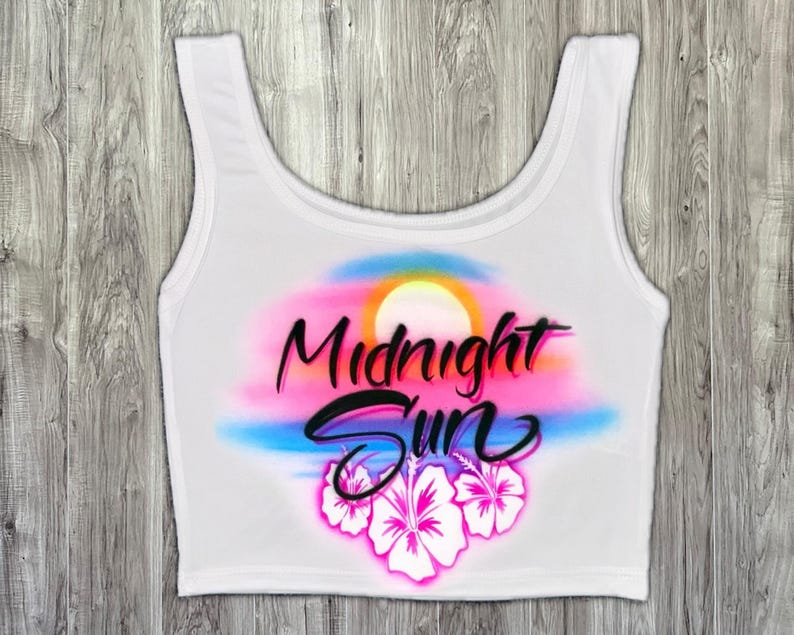 Custom Airbrush Summer Tank Top, Personalized Apparel Neon Cherries Midnight Sunset