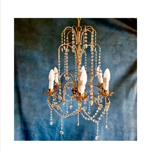 Pendant chandelier vintage, antique, italian, bohemian style, boho, Chandelier, Crystal Pendant Lamp, hanging lamp, crystal