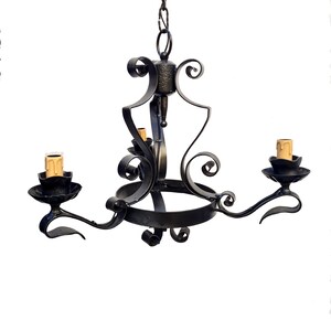 Painted wrought iron chandelier with 3 lights