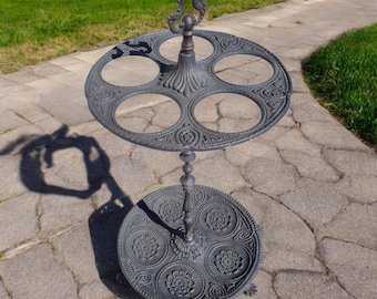 Solid brass umbrella stand oxidized, 5 place for umbrellas