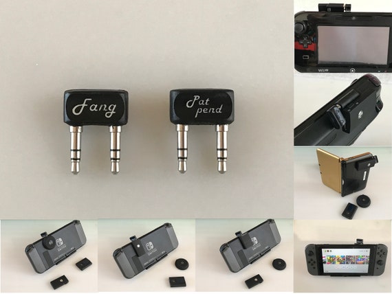 Fang Adapter for Bluetooth transmitter 3.5mm audio male to male U shape 180deg Nintendo Switch Wii U 3DS Audio clip hanger gadget