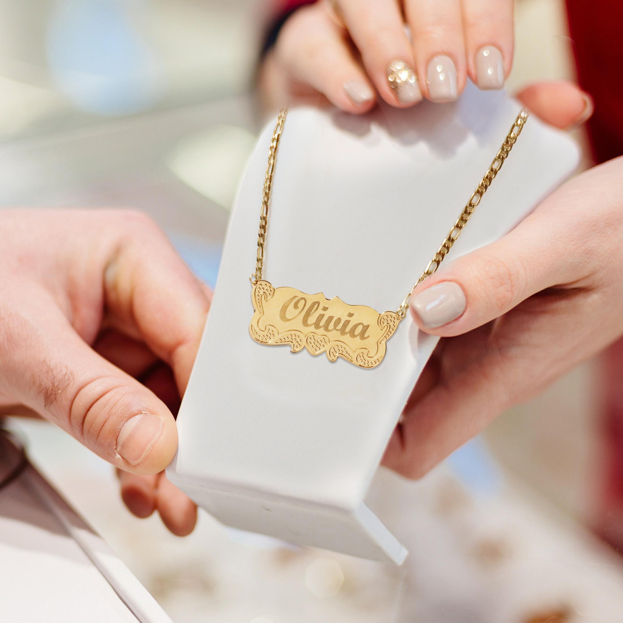 Personalized Gold Name Necklace Custom Name Necklace Sister Etsy