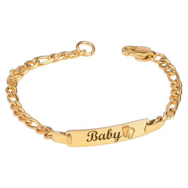 Baby boy bracelet, baby Baptism gift, personalized gold plated jewelry for baby shower gift with name